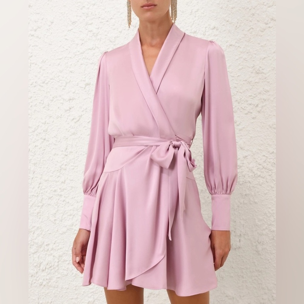 Zimmermann Pink Wrap Mini Dress